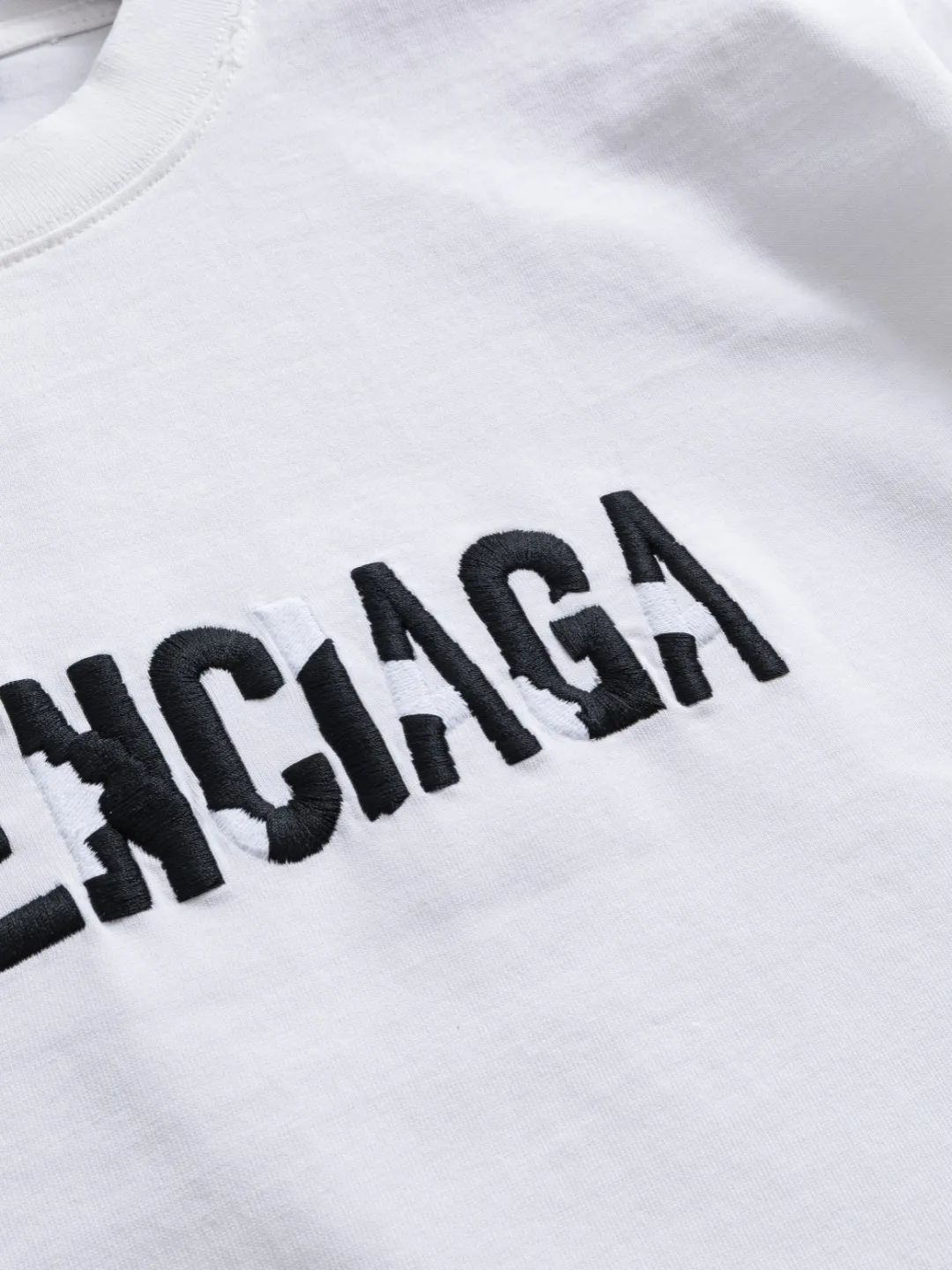 P100✨🔥 [BALENCIAGA] 2026FW short-sleeved T-shirt Premium 26s double yarn 300g fabric embroidery fraying process Color: Black White Red Size: S M L XL 2XL